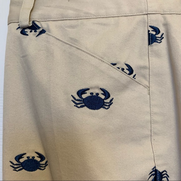 Lily Pulitzer Khaki Chino Capri Crop Pants Embroidered Blue Crabs Size 6 - Picture 9 of 10